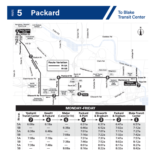 Sample Schedule Route 5