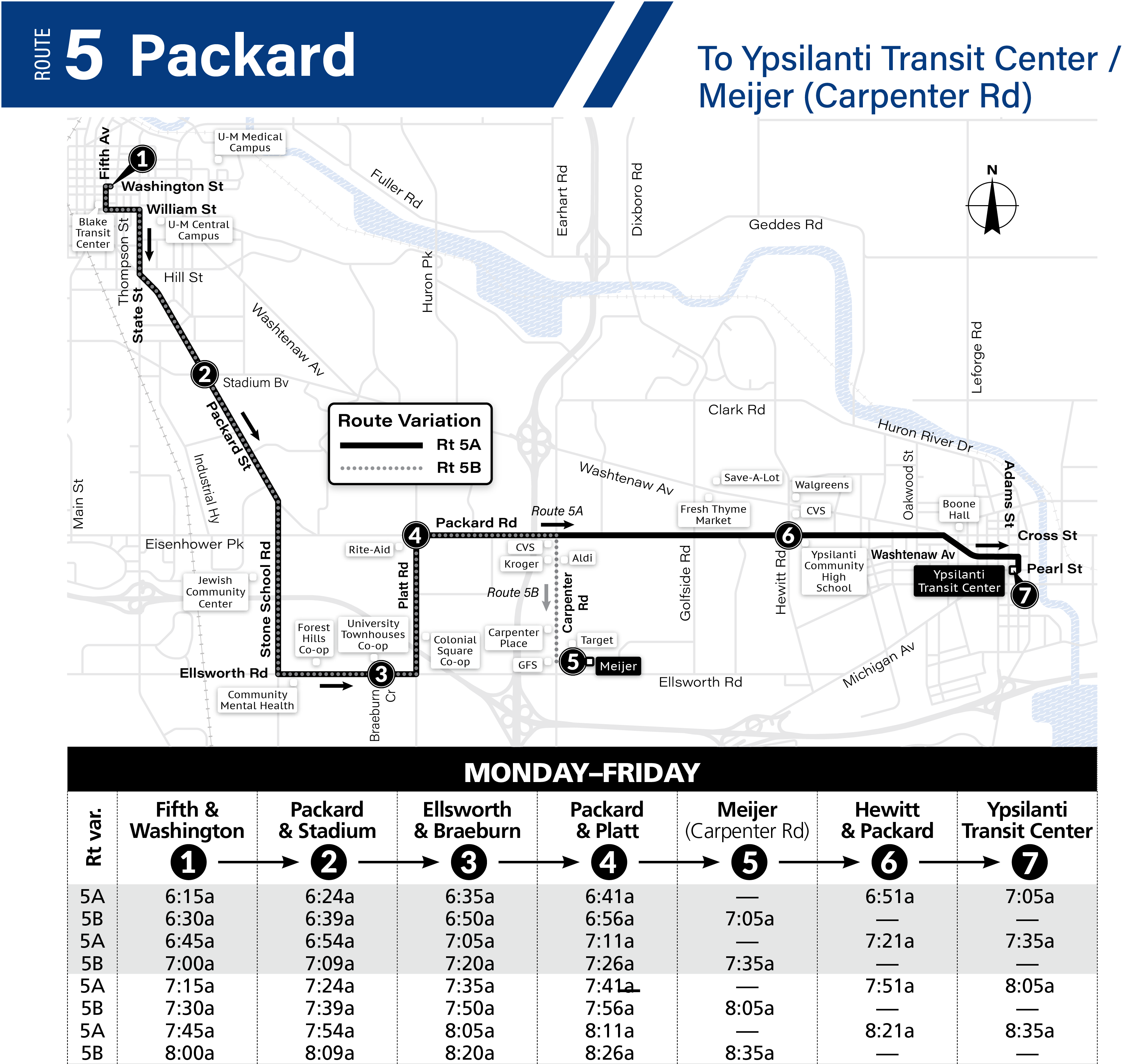 Route 5 Map & Schedule