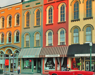 A stretch of buildings in downtown Ypsilanti