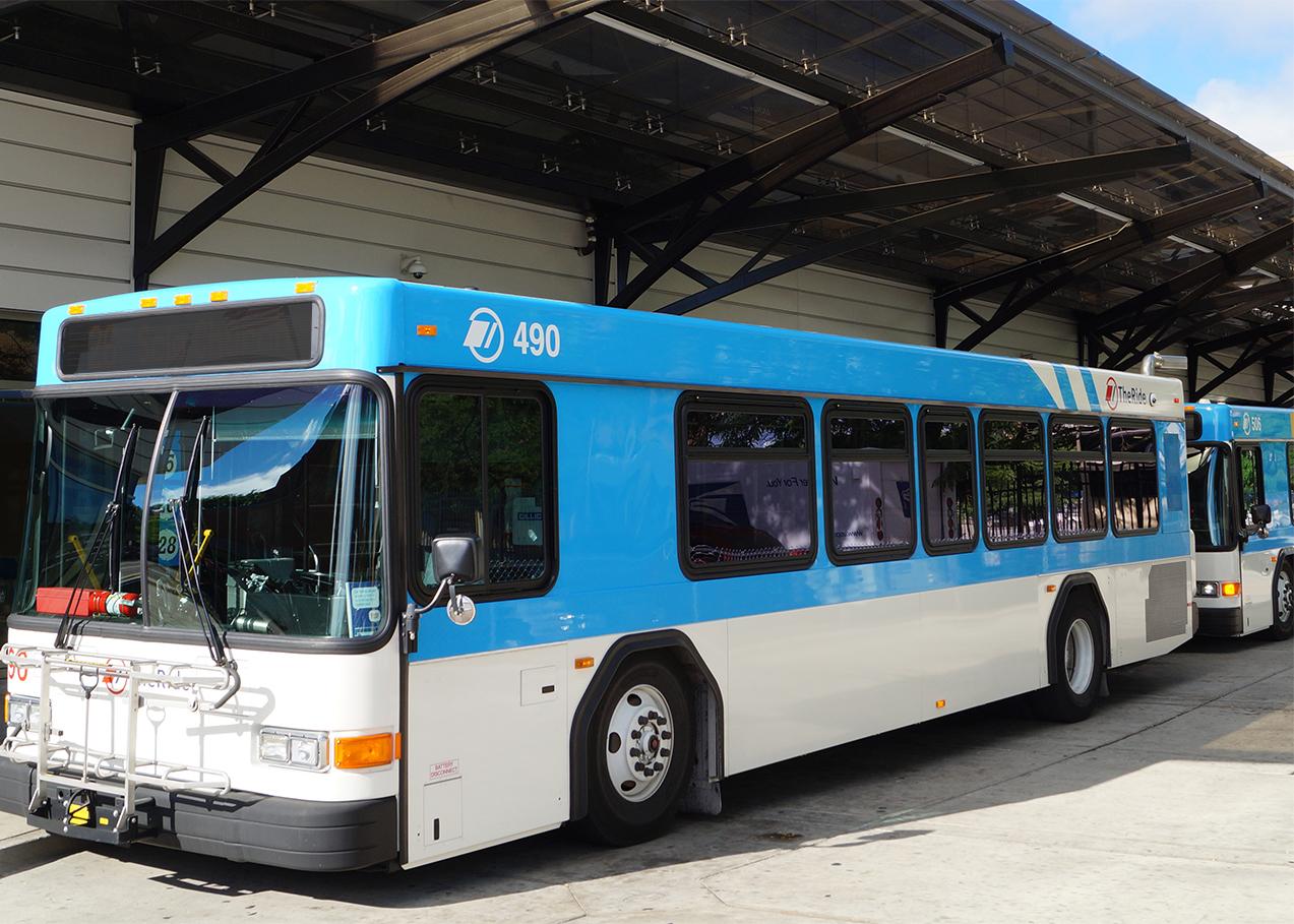 Buses parked at Blake Transit Center