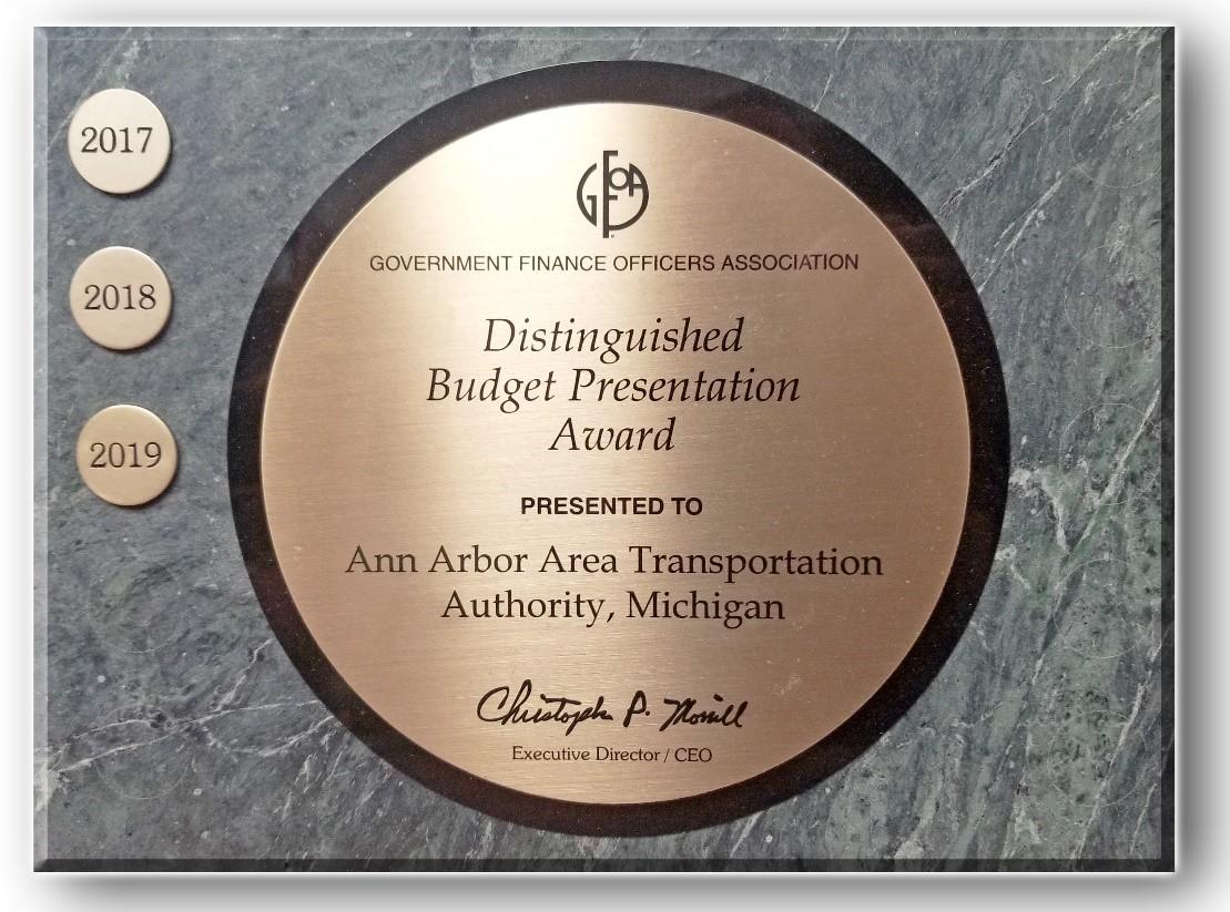 Distinguished budget award plaque 