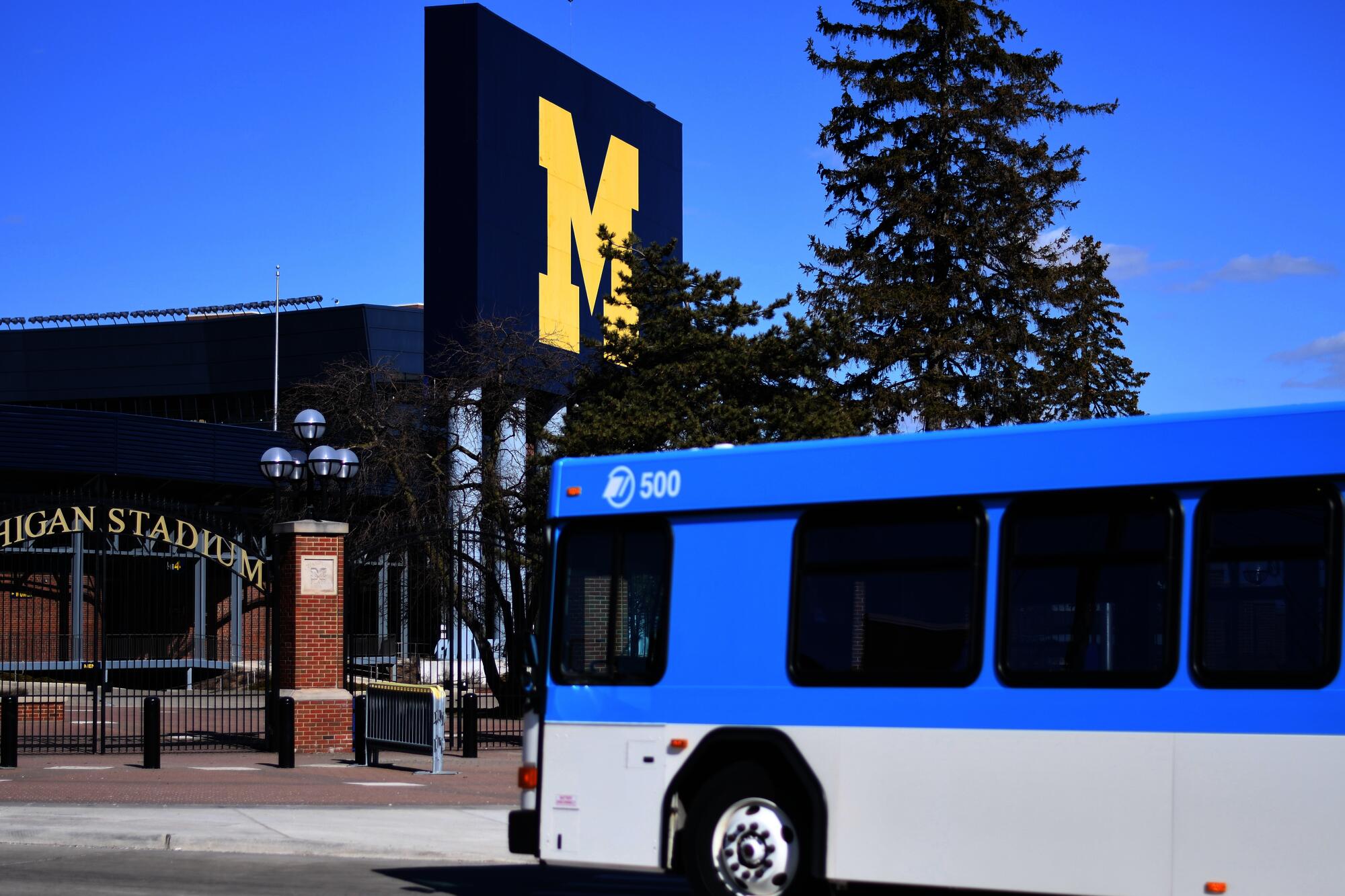 Bus in front of UM stadium