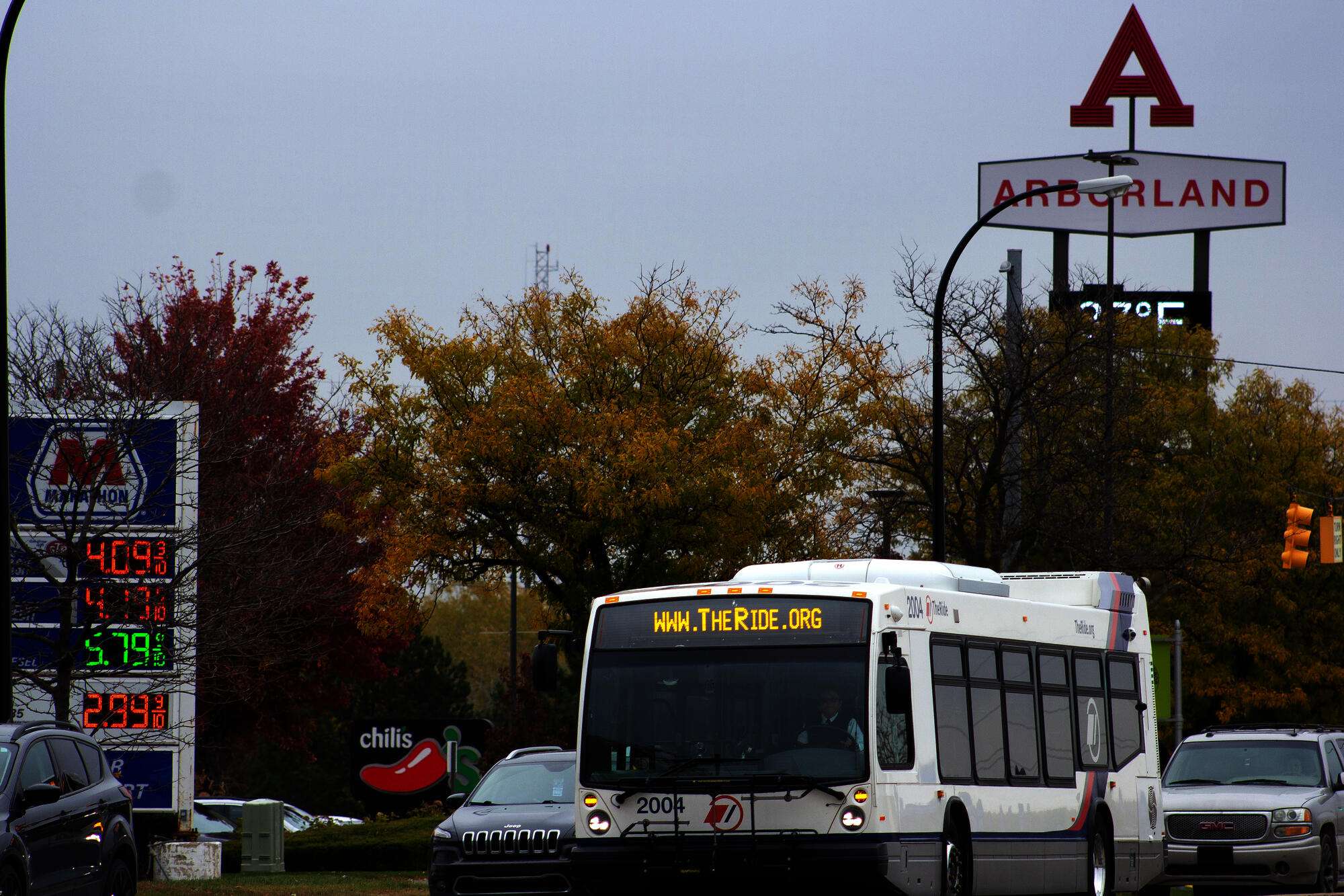 Bus driving on Washtenaw Ave.