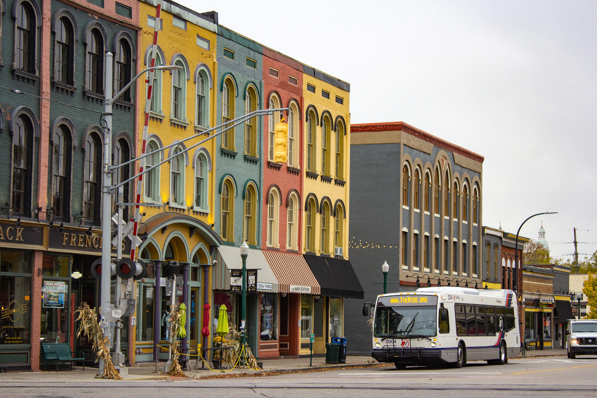 bus in depot town