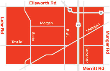 FlexRide West Service Area Map