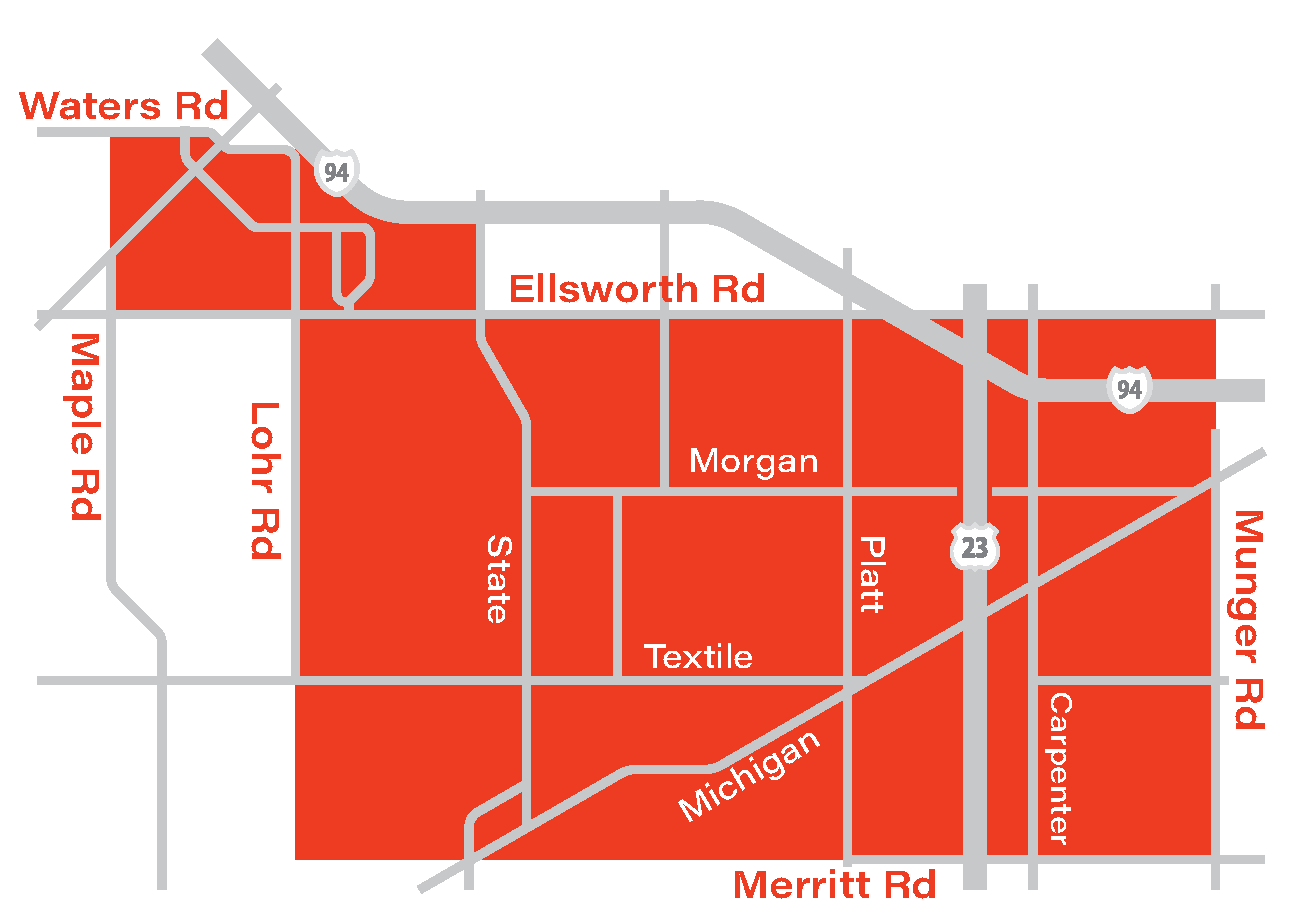 Map of FlexRide West service area