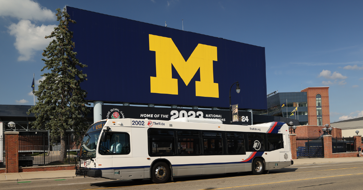 TheRide outside UofM Stadium