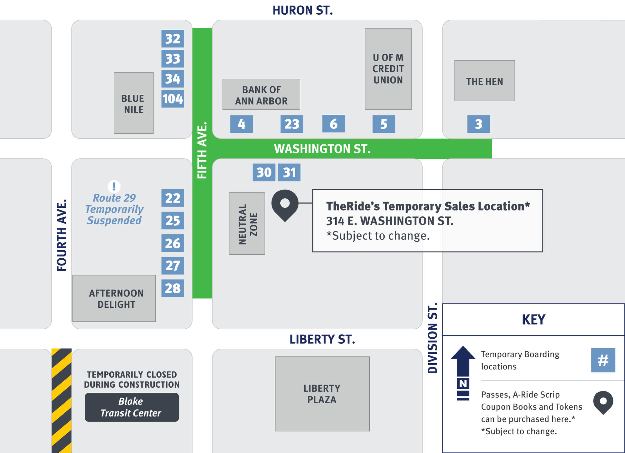 Temp. BTC Boarding Locations