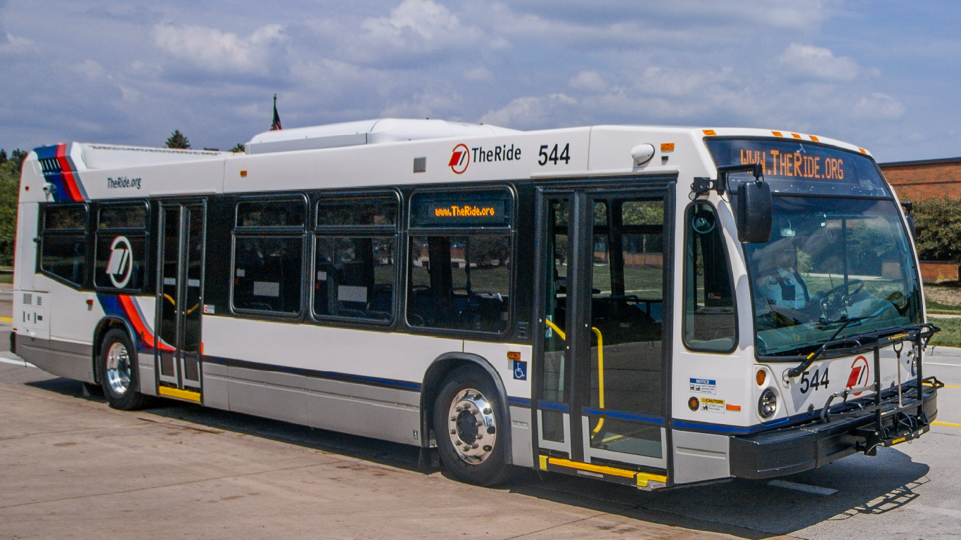 Photo of the exterior of a TheRide bus