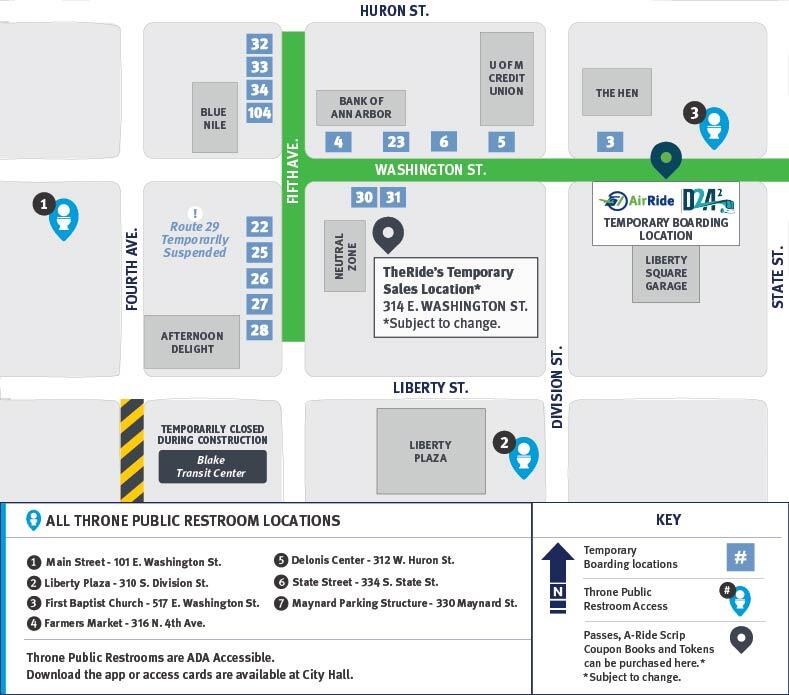 Image of temporary boarding locations during BTC closure
