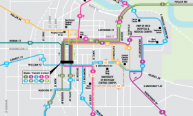 TheRide downtown Ann Arbor system map