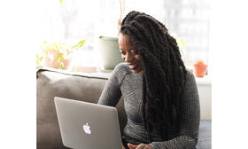 woman on computer